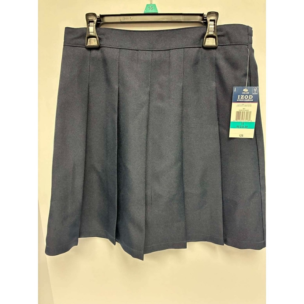 IZOD Approved Schoolwear Girls' Pleated Scooter Skirt – Size 16 Regular (Navy)